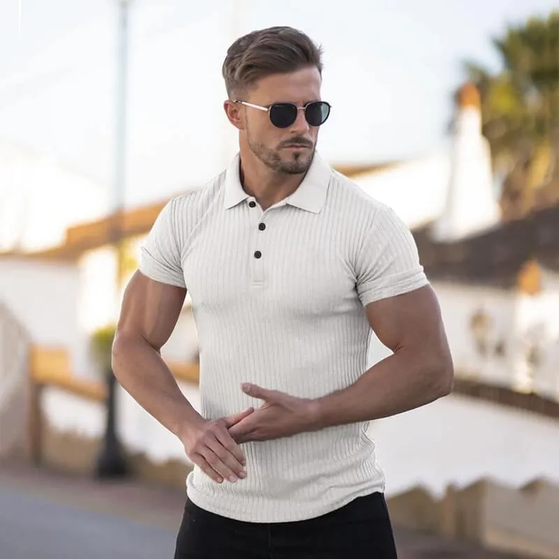 Stylish Polo T-shirt with Buttons / Male Strips T-shirt - SF0732