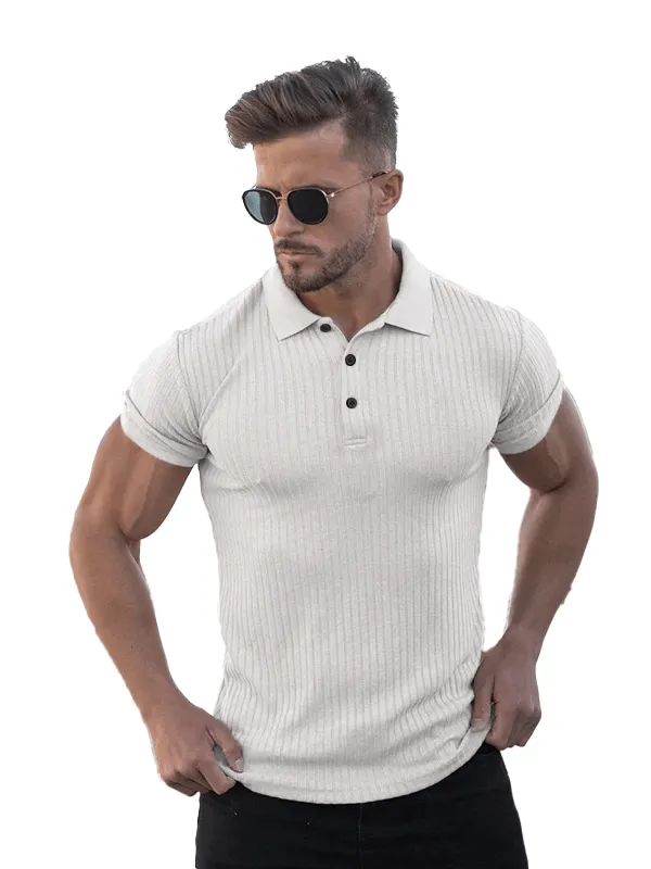 Stylish Polo T-shirt with Buttons / Male Strips T-shirt - SF0732