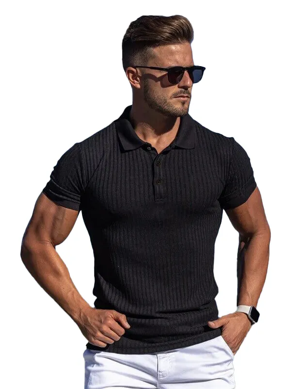 Stylish Polo T-shirt with Buttons / Male Strips T-shirt - SF0732