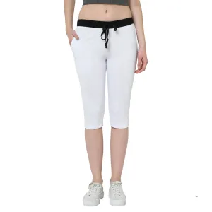 Vimal Jonney White 3/4th Capri for Women