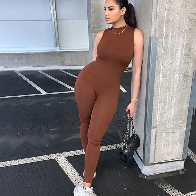 Women Jumpsuit Streetwear Long Sleeve Bodycon Solid Overalls