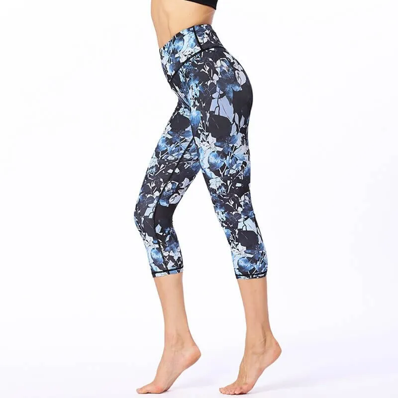 Women's Floral Sports Leggings / High Waist Capri for Girls - SF1034