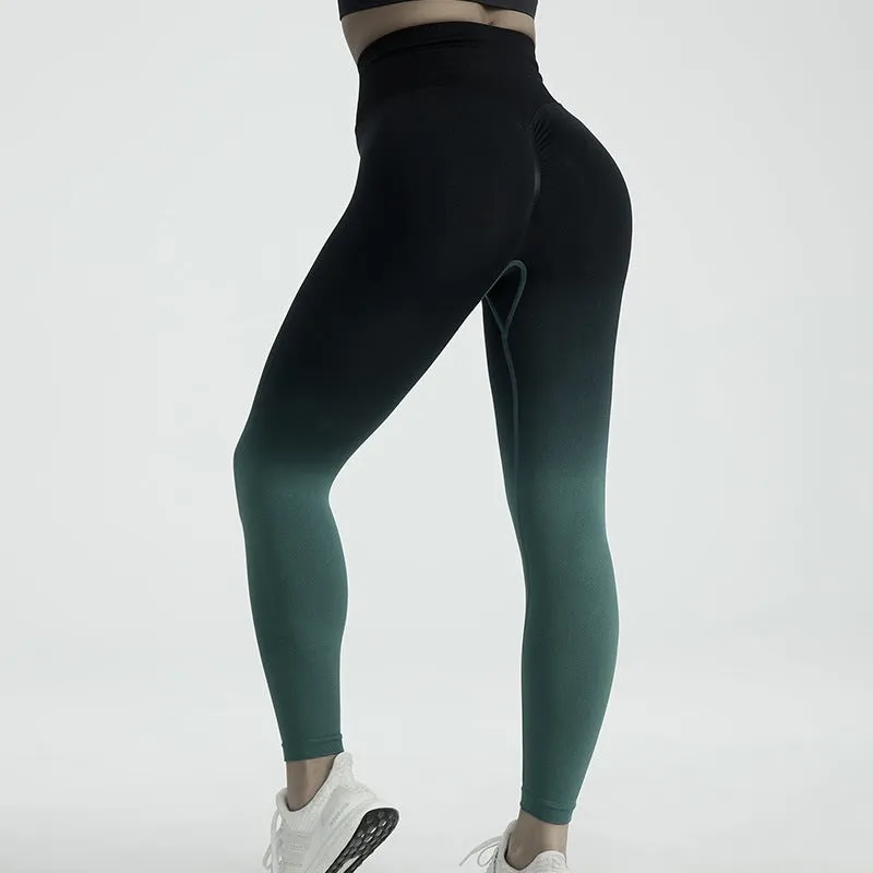 Women's Gradient Color High Waist Breathable Stretch Yoga Pants