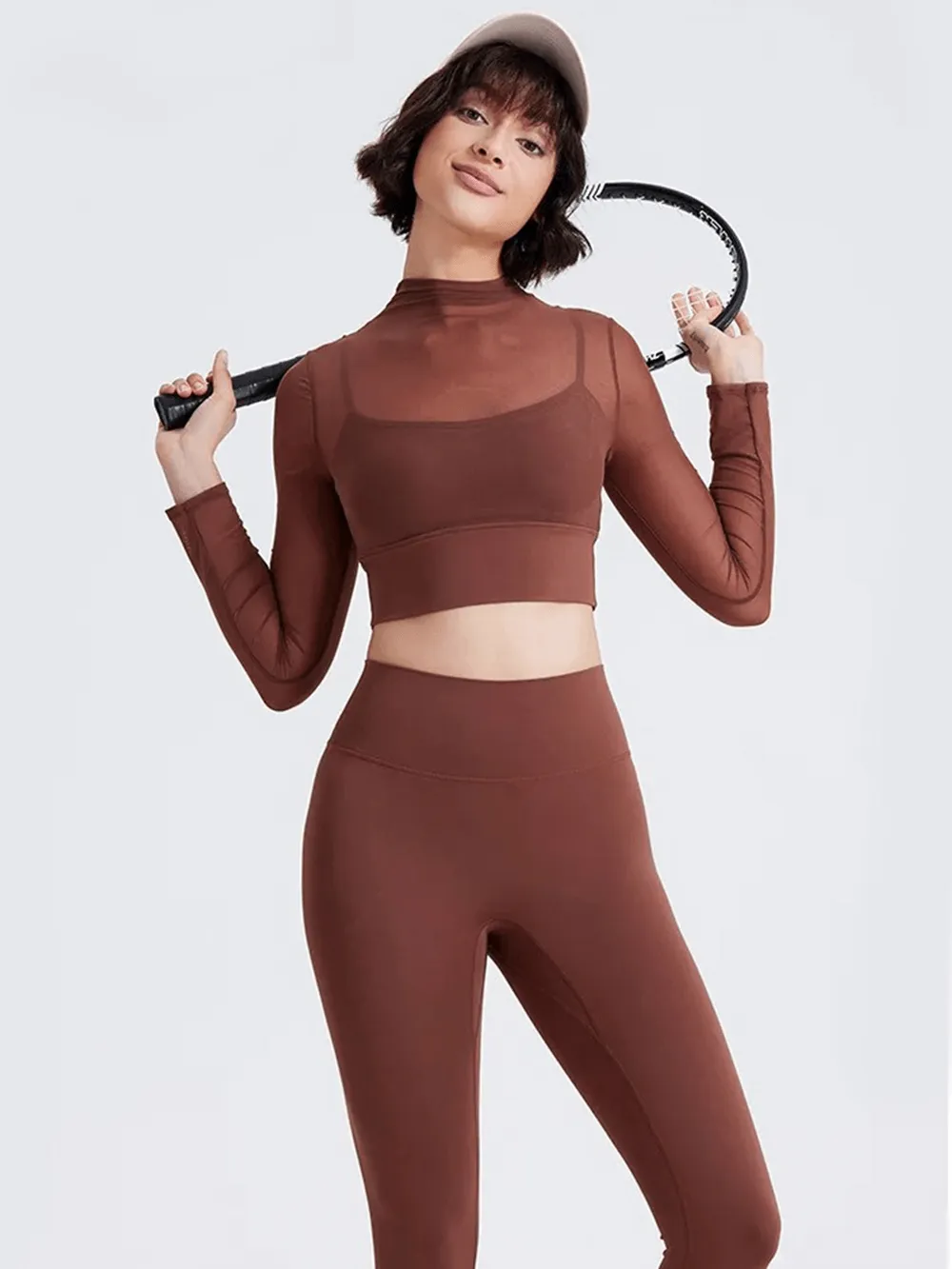 Women's Long Sleeve Gym Mesh Crop Top - SF2106