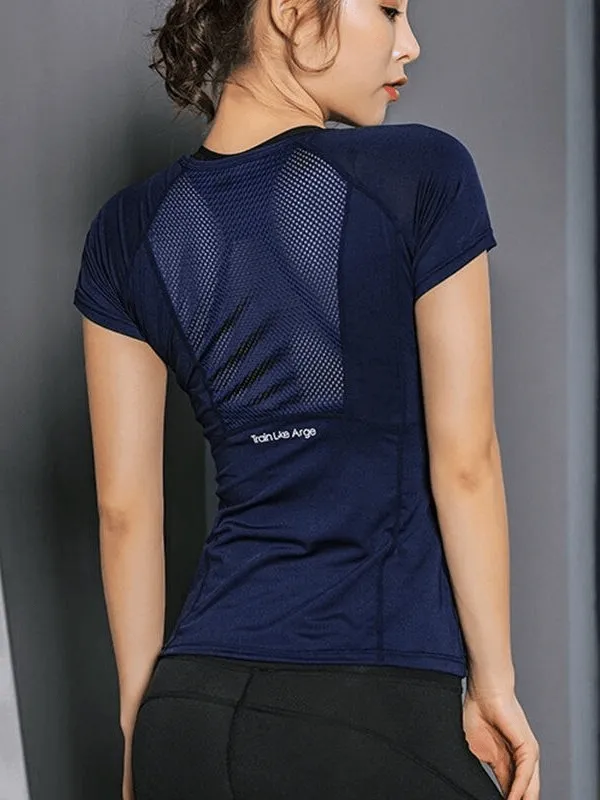 Women's Sports T-Shirt / Quick-Dry Short Sleeve T-Shirt with Transparent Back - SF0062