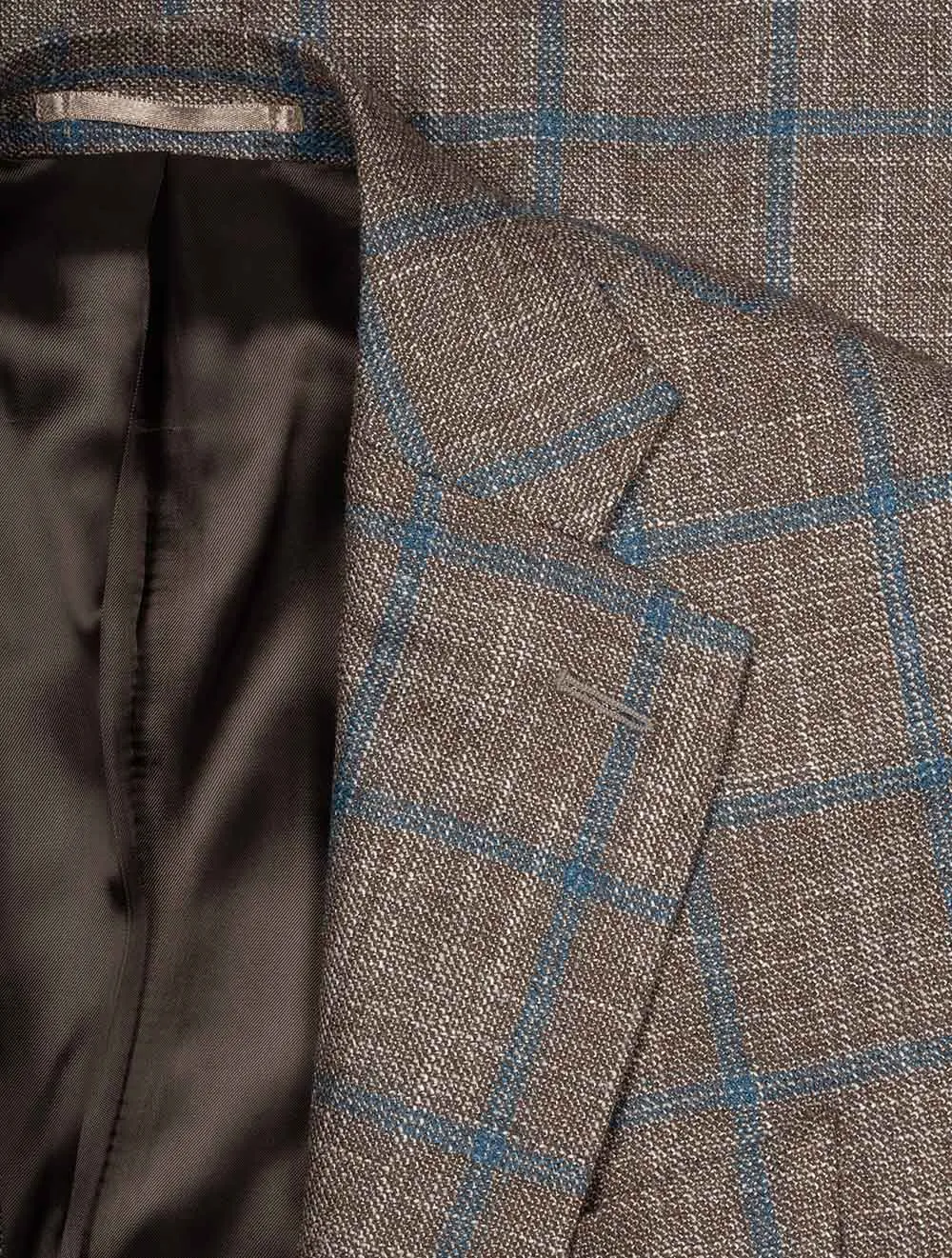 Wool Silk Cashmere Check Jacket Brown